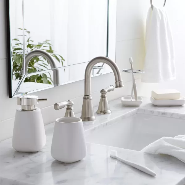 Amazon Basics 4Piece Ceramic Bathroom Accessories Set WhiteWhite