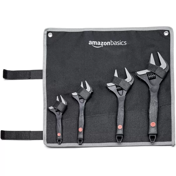 Amazon Basics 4Piece Plumbing Adjustable Wrench with Soft Grip Wide Mouth Includes 6Inch 150mm 8Inch 200mm 10Inch 250mm 12Inch 300mm 4 Sizes Bundle4 Sizes Bundle 4Piece