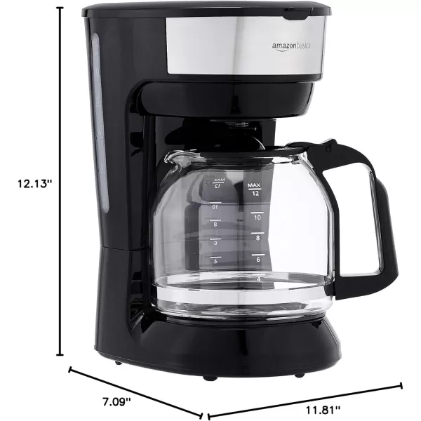 Amazon Basics 5 Cup Coffee Maker with Reusable Filter Black and Stainless Steel12 Cup