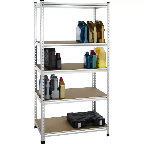 Amazon Basics 5 tier Medium Duty Storage Shelving Double Post Press Board Shelf Aluminum 48 x 18 x 7236 x 18 x 72 Double Post