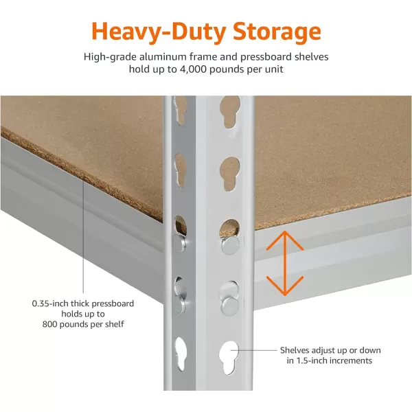 Amazon Basics 5 tier Medium Duty Storage Shelving Double Post Press Board Shelf Aluminum 48 x 18 x 7236 x 18 x 72 Double Post