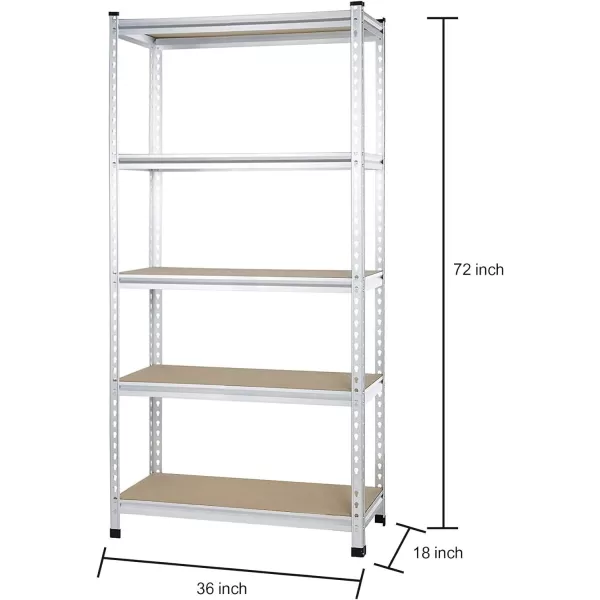 Amazon Basics 5 tier Medium Duty Storage Shelving Double Post Press Board Shelf Aluminum 48 x 18 x 7236 x 18 x 72 Double Post