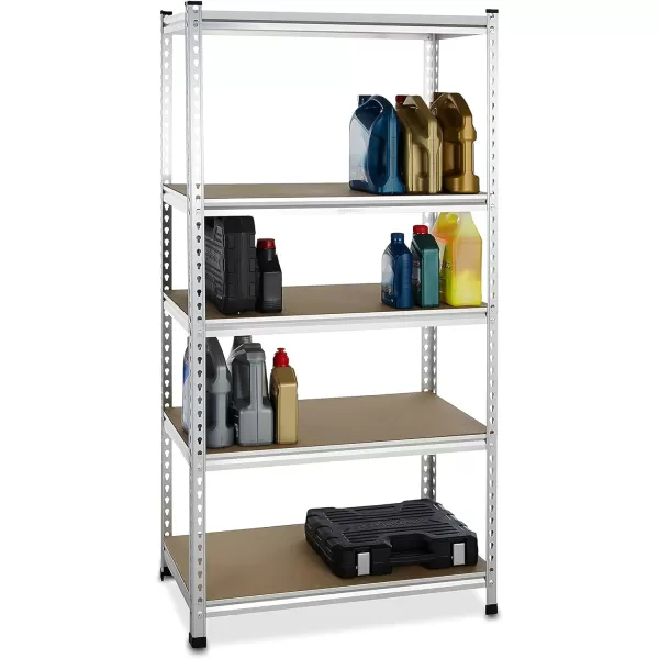 Amazon Basics 5 tier Medium Duty Storage Shelving Double Post Press Board Shelf Aluminum 48 x 18 x 7236 x 18 x 72 Single Post