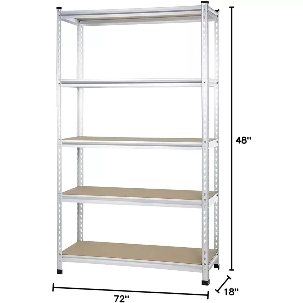 Amazon Basics 5 tier Medium Duty Storage Shelving Double Post Press Board Shelf Aluminum 48 x 18 x 7248 x 18 x 72 Double Post