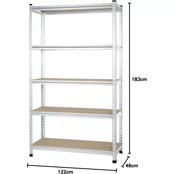 Amazon Basics 5 tier Medium Duty Storage Shelving Double Post Press Board Shelf Aluminum 48 x 18 x 7248 x 18 x 72 Double Post