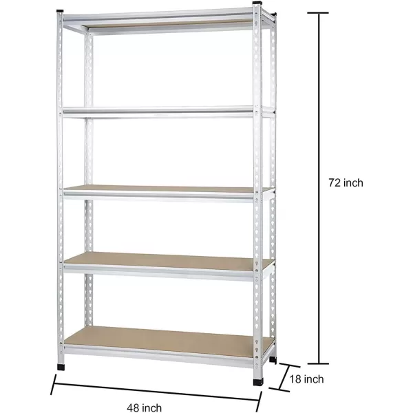 Amazon Basics 5 tier Medium Duty Storage Shelving Double Post Press Board Shelf Aluminum 48 x 18 x 7248 x 18 x 72 Single Post
