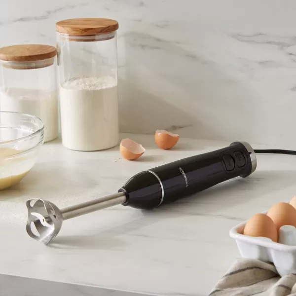 Amazon Basics 500 Watt MultiSpeed Immersion Hand Blender with Attachments SilverBlack Without Attachments Blender