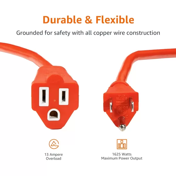Amazon Basics 50Foot 3Prong Vinyl IndoorOutdoor Extension Cord  13 Amps 1625 Watts 125 VAC GreenGreen 50 ft