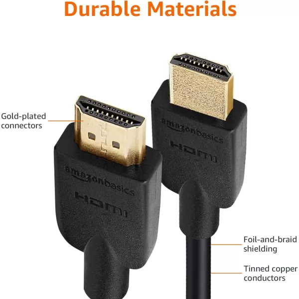 Amazon Basics 52Pack HDMI Cable 18Gbps HighSpeed 4K60Hz 2160p GoldPlated Plugs Ethernet Ready 6 Foot BlackBlack 25 Feet