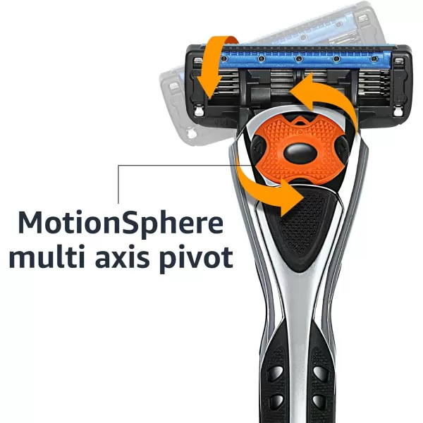 Amazon Basics 5Blade Motion Sphere Razor for Men with Dual Lubrication and Precision Beard Trimmer Handle amp 2 Cartridges Fits Amazon Basics Razor Handles only Black Previously SolimoHandle  2 Refills Razor