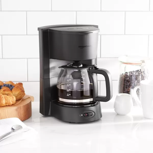 Amazon Basics 5Cup Drip Coffeemaker with Glass Carafe and Reusable Filter BlackModern