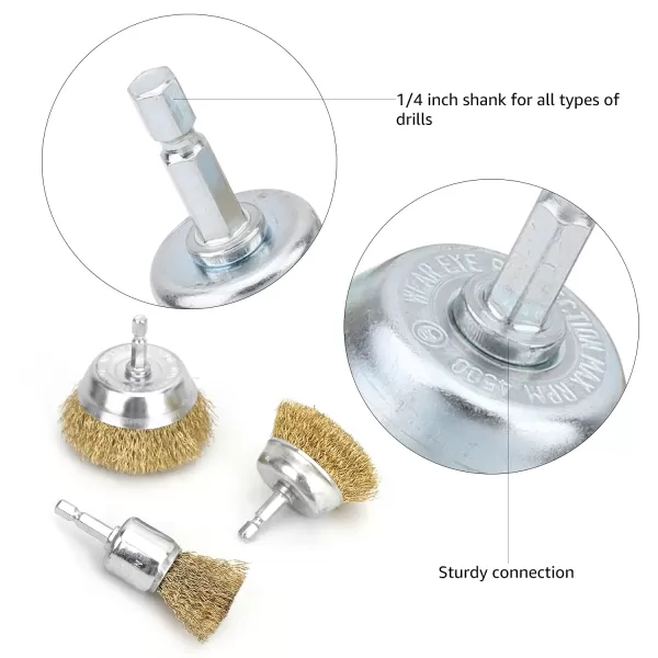 Amazon Basics 5Piece Wire Brush Set with 14Inch Hex Shank Metal Color5Piece 14Inch