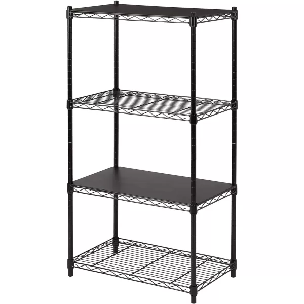 Amazon Basics 5Shelf Medium Adjustable Heavy Duty Storage Shelving Unit on 4 Wheel Casters Metal Organizer Wire Rack Chrome 30 L x 14 W x 648 H2Shelf No Wheels Black