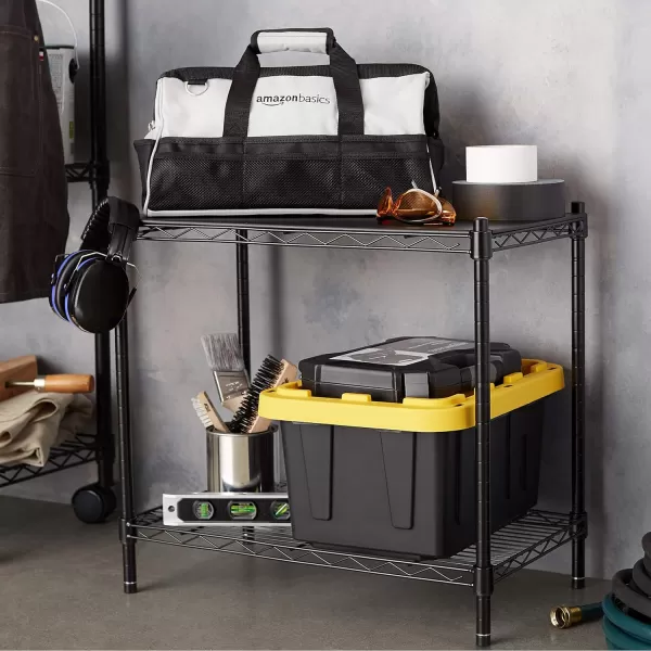 Amazon Basics 5Shelf Medium Adjustable Heavy Duty Storage Shelving Unit on 4 Wheel Casters Metal Organizer Wire Rack Chrome 30 L x 14 W x 648 H2Shelf No Wheels Black