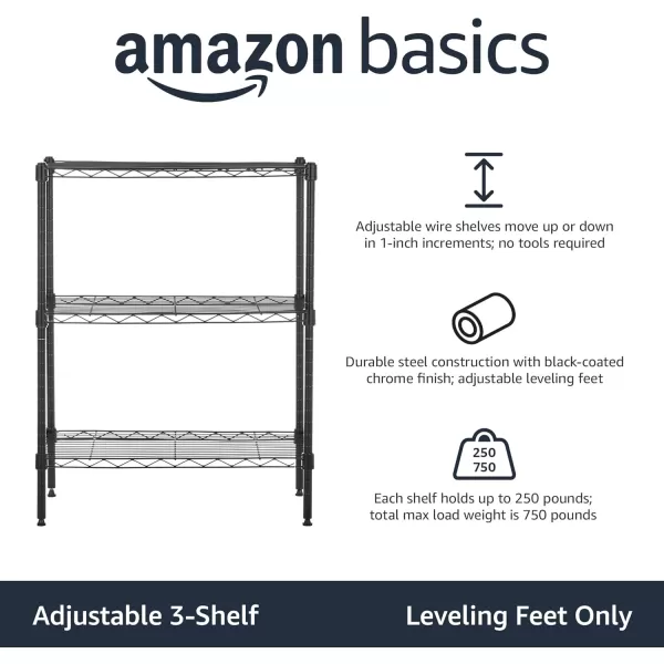 Amazon Basics 5Shelf Medium Adjustable Heavy Duty Storage Shelving Unit on 4 Wheel Casters Metal Organizer Wire Rack Chrome 30 L x 14 W x 648 H3Shelf Narrow No Wheels Black