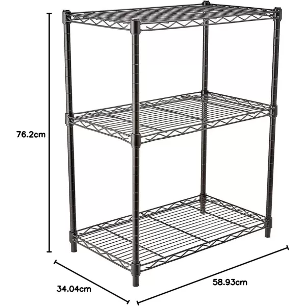 Amazon Basics 5Shelf Medium Adjustable Heavy Duty Storage Shelving Unit on 4 Wheel Casters Metal Organizer Wire Rack Chrome 30 L x 14 W x 648 H3Shelf Narrow No Wheels Black