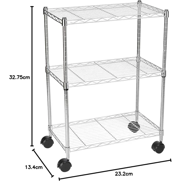Amazon Basics 5Shelf Medium Adjustable Heavy Duty Storage Shelving Unit on 4 Wheel Casters Metal Organizer Wire Rack Chrome 30 L x 14 W x 648 H3Shelf Narrow With Wheels Chrome