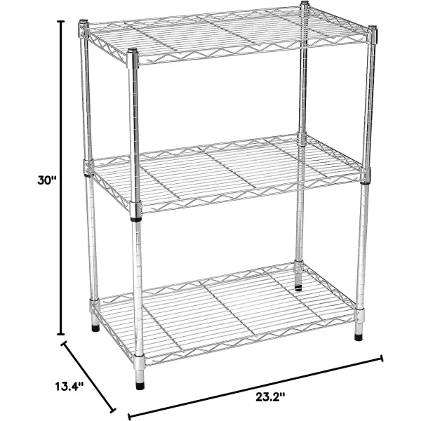 Amazon Basics 5Shelf Medium Adjustable Heavy Duty Storage Shelving Unit on 4 Wheel Casters Metal Organizer Wire Rack Chrome 30 L x 14 W x 648 H3Shelf Narrow No Wheels Chrome