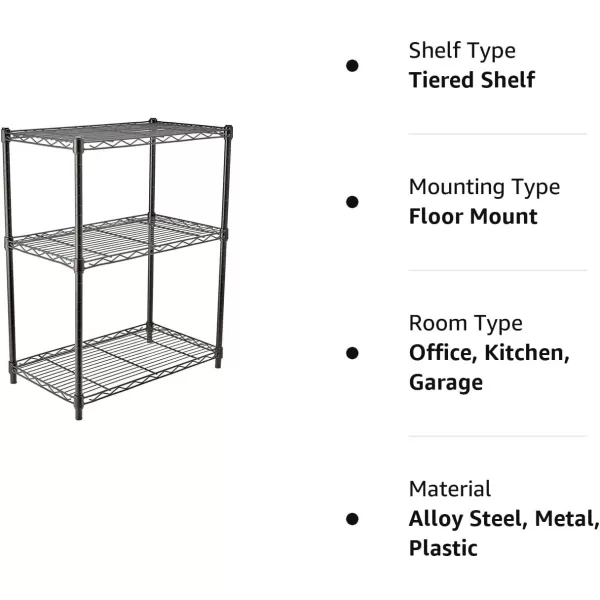 Amazon Basics 5Shelf Medium Adjustable Heavy Duty Storage Shelving Unit on 4 Wheel Casters Metal Organizer Wire Rack Chrome 30 L x 14 W x 648 H3Shelf Narrow No Wheels Black
