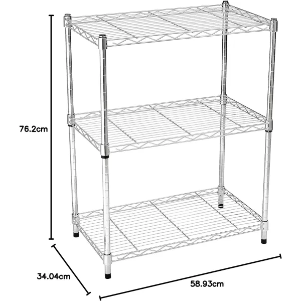 Amazon Basics 5Shelf Medium Adjustable Heavy Duty Storage Shelving Unit on 4 Wheel Casters Metal Organizer Wire Rack Chrome 30 L x 14 W x 648 H3Shelf Narrow No Wheels Chrome