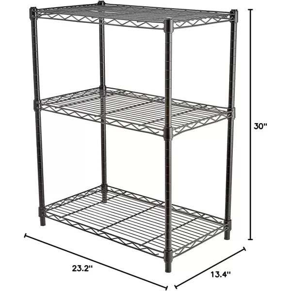 Amazon Basics 5Shelf Medium Adjustable Heavy Duty Storage Shelving Unit on 4 Wheel Casters Metal Organizer Wire Rack Chrome 30 L x 14 W x 648 H3Shelf Narrow No Wheels Black
