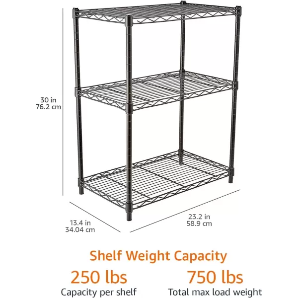 Amazon Basics 5Shelf Medium Adjustable Heavy Duty Storage Shelving Unit on 4 Wheel Casters Metal Organizer Wire Rack Chrome 30 L x 14 W x 648 H3Shelf Narrow No Wheels Black