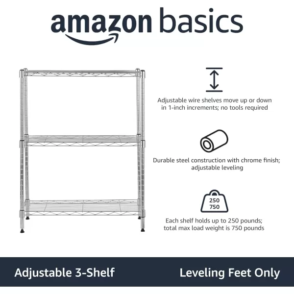 Amazon Basics 5Shelf Medium Adjustable Heavy Duty Storage Shelving Unit on 4 Wheel Casters Metal Organizer Wire Rack Chrome 30 L x 14 W x 648 H3Shelf Narrow No Wheels Chrome