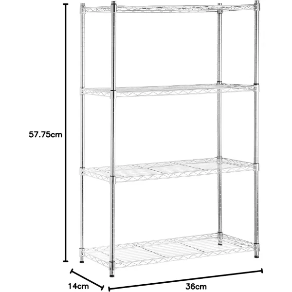 Amazon Basics 5Shelf Medium Adjustable Heavy Duty Storage Shelving Unit on 4 Wheel Casters Metal Organizer Wire Rack Chrome 30 L x 14 W x 648 H4Shelf With Wheels Chrome