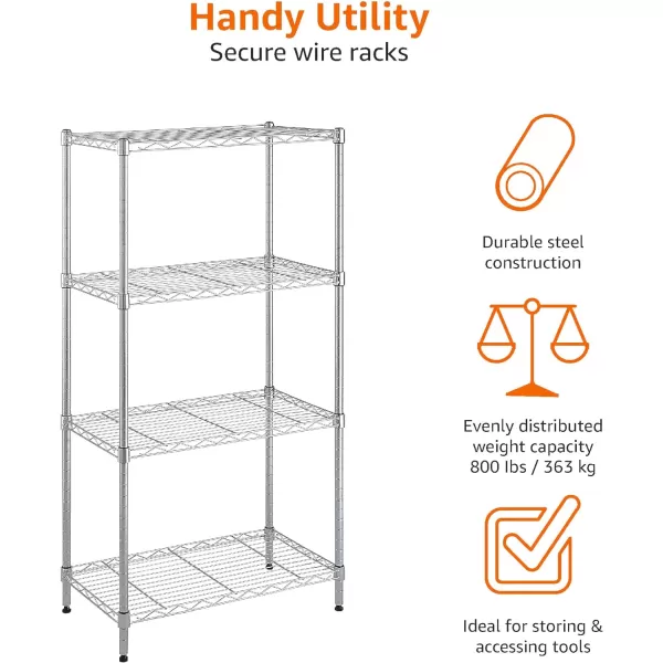 Amazon Basics 5Shelf Medium Adjustable Heavy Duty Storage Shelving Unit on 4 Wheel Casters Metal Organizer Wire Rack Chrome 30 L x 14 W x 648 H4Shelf Narrow No Wheels Chrome