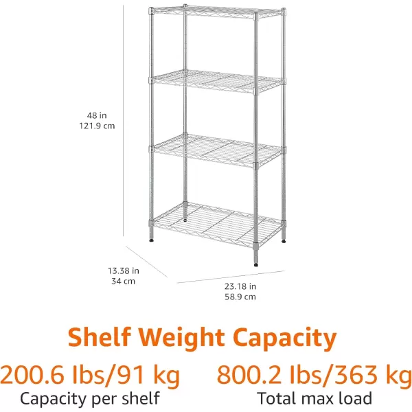 Amazon Basics 5Shelf Medium Adjustable Heavy Duty Storage Shelving Unit on 4 Wheel Casters Metal Organizer Wire Rack Chrome 30 L x 14 W x 648 H4Shelf Narrow No Wheels Chrome