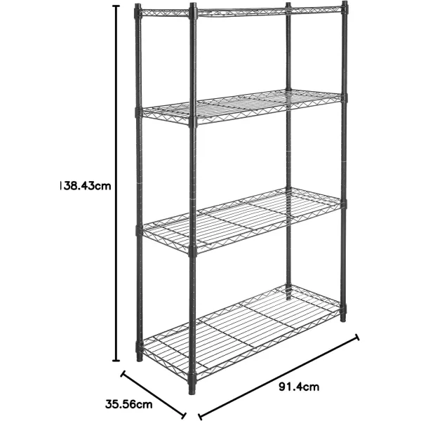 Amazon Basics 5Shelf Medium Adjustable Heavy Duty Storage Shelving Unit on 4 Wheel Casters Metal Organizer Wire Rack Chrome 30 L x 14 W x 648 H4Shelf With Wheels Black