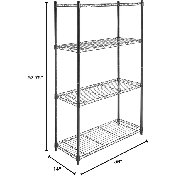 Amazon Basics 5Shelf Medium Adjustable Heavy Duty Storage Shelving Unit on 4 Wheel Casters Metal Organizer Wire Rack Chrome 30 L x 14 W x 648 H4Shelf With Wheels Black