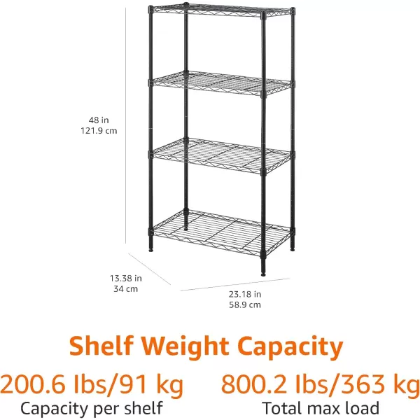 Amazon Basics 5Shelf Medium Adjustable Heavy Duty Storage Shelving Unit on 4 Wheel Casters Metal Organizer Wire Rack Chrome 30 L x 14 W x 648 H4Shelf Narrow No Wheels Black