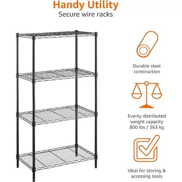 Amazon Basics 5Shelf Medium Adjustable Heavy Duty Storage Shelving Unit on 4 Wheel Casters Metal Organizer Wire Rack Chrome 30 L x 14 W x 648 H4Shelf Narrow No Wheels Black