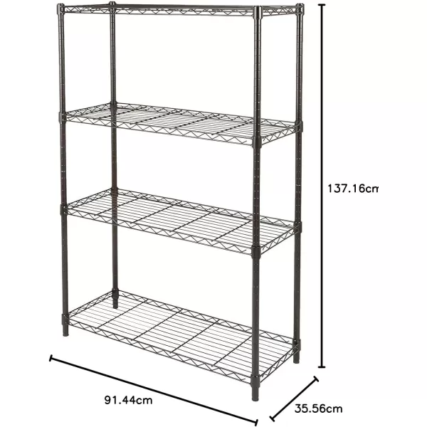 Amazon Basics 5Shelf Medium Adjustable Heavy Duty Storage Shelving Unit on 4 Wheel Casters Metal Organizer Wire Rack Chrome 30 L x 14 W x 648 H4Shelf No Wheels Black