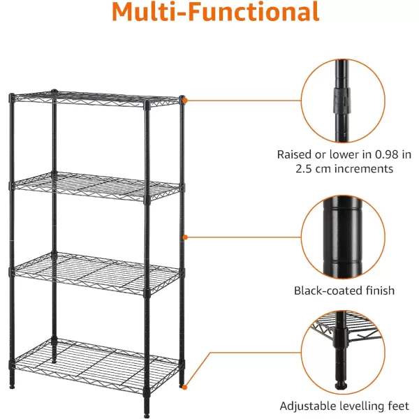 Amazon Basics 5Shelf Medium Adjustable Heavy Duty Storage Shelving Unit on 4 Wheel Casters Metal Organizer Wire Rack Chrome 30 L x 14 W x 648 H4Shelf Narrow No Wheels Black
