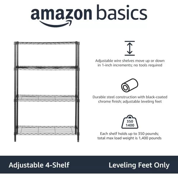 Amazon Basics 5Shelf Medium Adjustable Heavy Duty Storage Shelving Unit on 4 Wheel Casters Metal Organizer Wire Rack Chrome 30 L x 14 W x 648 H4Shelf No Wheels Black