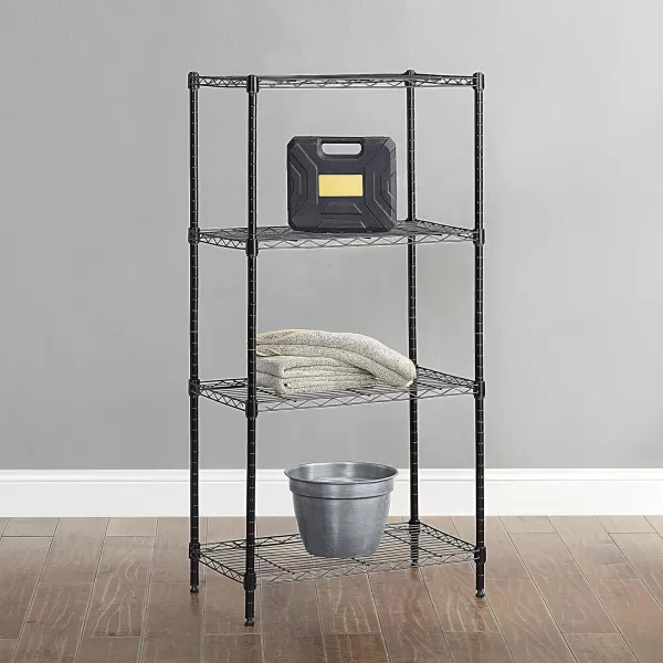 Amazon Basics 5Shelf Medium Adjustable Heavy Duty Storage Shelving Unit on 4 Wheel Casters Metal Organizer Wire Rack Chrome 30 L x 14 W x 648 H4Shelf Narrow No Wheels Black