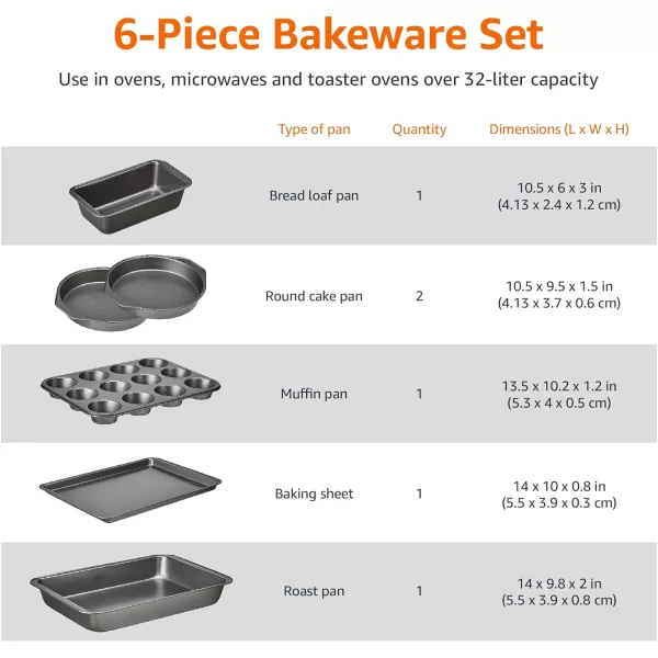 Amazon Basics 6 Piece Nonstick Carbon Steel Oven Bakeware Baking Set 405 cm x 285 cm x 15 cmAmazon Basics 6 Piece Nonstick Carbon Steel Oven Bakeware Baking Set 405 cm x 285 cm x 15 cm