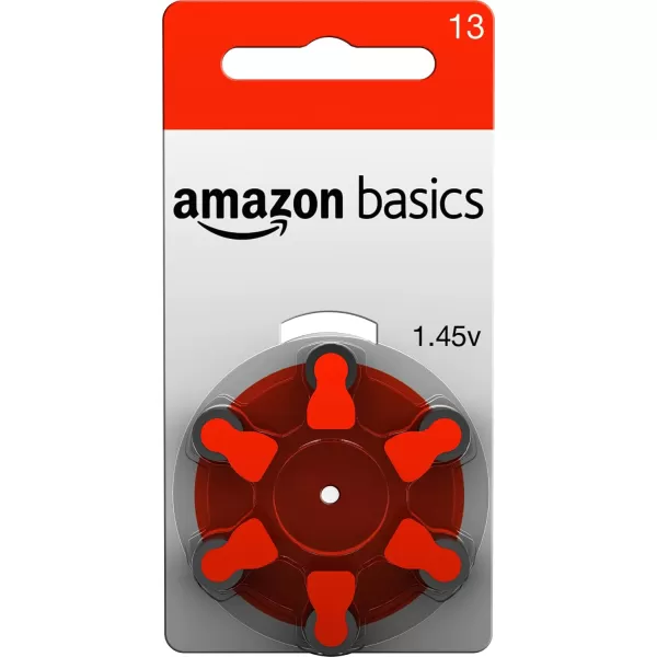 Amazon Basics 60Pack Hearing Aid Size 13 ZincAir Batteries 145 Volt Orange Tab 4Year Shelf LifeSize 13