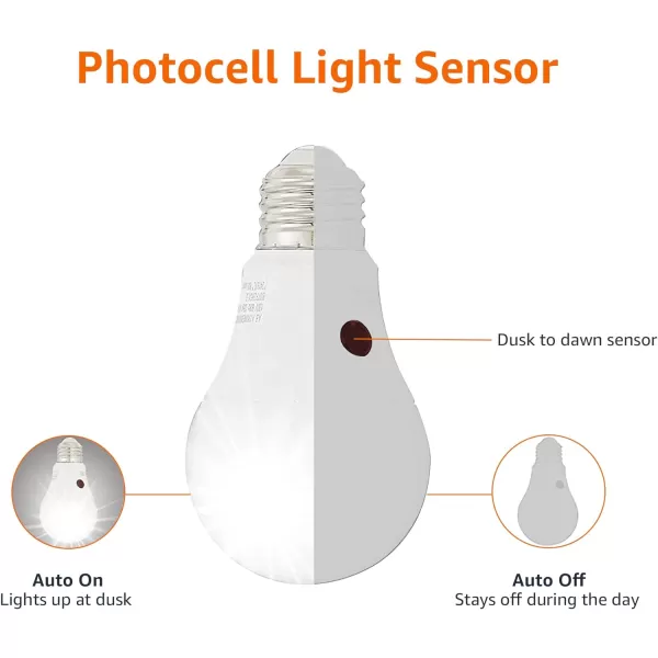 Amazon Basics 60W Equivalent Dusk to Dawn Sensor NonDimmable A19 LED Light Bulb Daylight White 2Pack2 Count Pack of 1 60 Watt Daylight