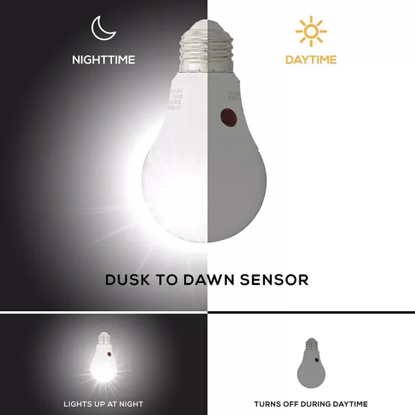 Amazon Basics 60W Equivalent Dusk to Dawn Sensor NonDimmable A19 LED Light Bulb Daylight White 2Pack6 Count Pack of 1 100 Watt Soft White