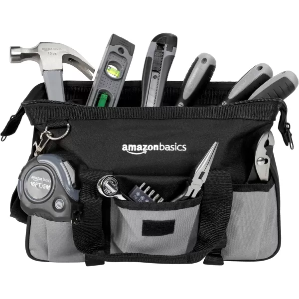 Amazon Basics 65 Piece Home Basic Repair Tool Kit Set With Bag Silver Black65Piece