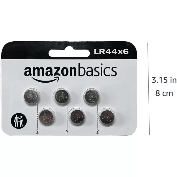 Amazon Basics 6Pack LR44 Alkaline Button Coin Cell Battery 15 Volt Long Lasting Power MercuryFree6 Count Pack of 1