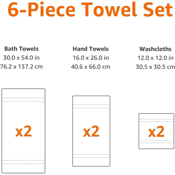 Amazon Basics 6Piece Fade Resistant Bath towel Hand and Washcloth Set  Cotton Gray 1425 L x 1085 WBlack 6Piece Set