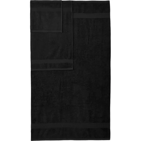 Amazon Basics 6Piece Fade Resistant Bath towel Hand and Washcloth Set  Cotton Gray 1425 L x 1085 WBlack 6Piece Set