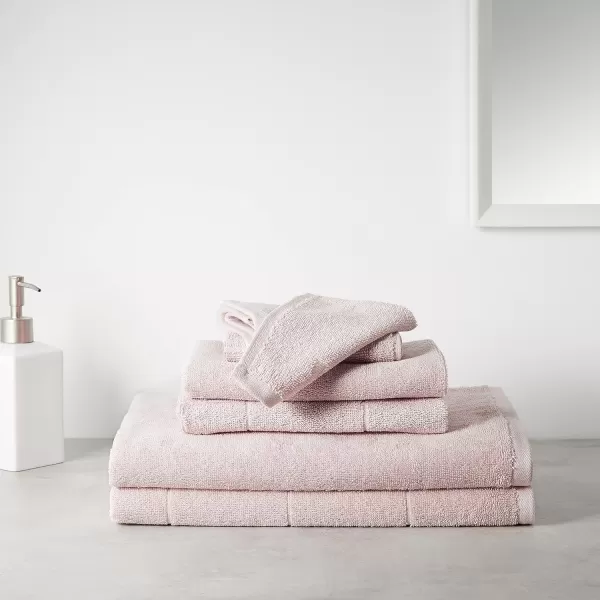 Amazon Basics 6Piece Fade Resistant Bath towel Hand and Washcloth Set  Cotton Gray 1425 L x 1085 WBlush 6Piece Set