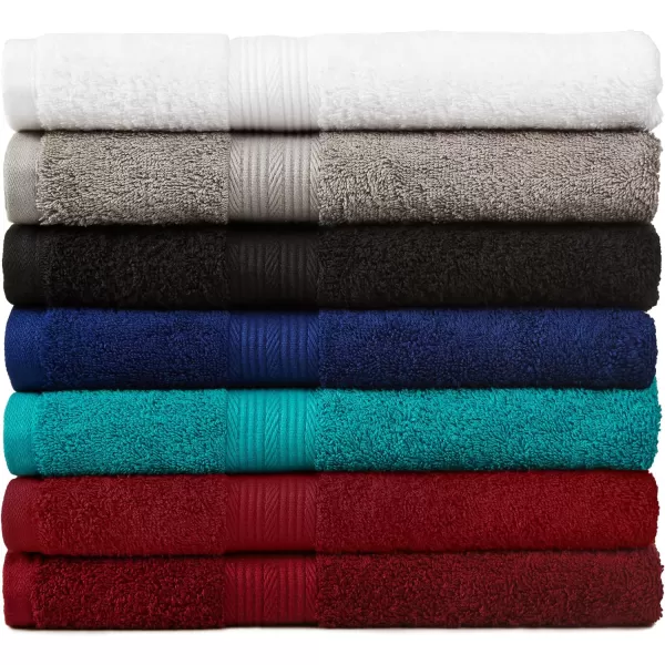 Amazon Basics 6Piece Fade Resistant Bath towel Hand and Washcloth Set  Cotton Gray 1425 L x 1085 WCrimson 6Piece Set