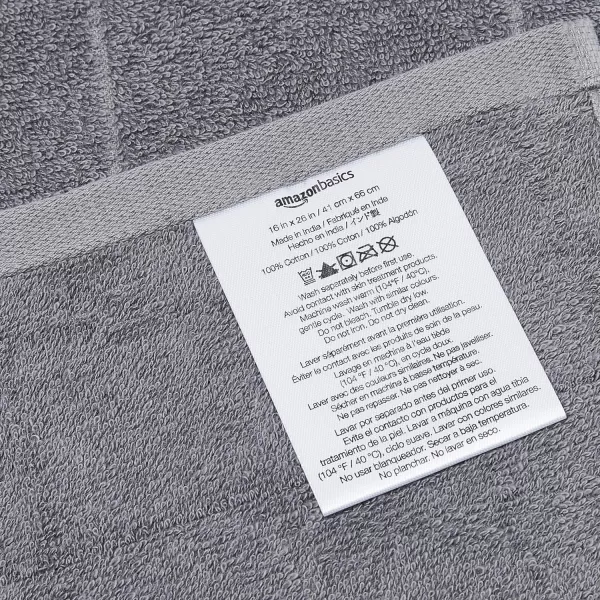 Amazon Basics 6Piece Fade Resistant Bath towel Hand and Washcloth Set  Cotton Gray 1425 L x 1085 WDark Gray Grid 6Piece Set