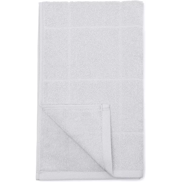 Amazon Basics 6Piece Fade Resistant Bath towel Hand and Washcloth Set  Cotton Gray 1425 L x 1085 WLight Gray Grid 6Piece Set